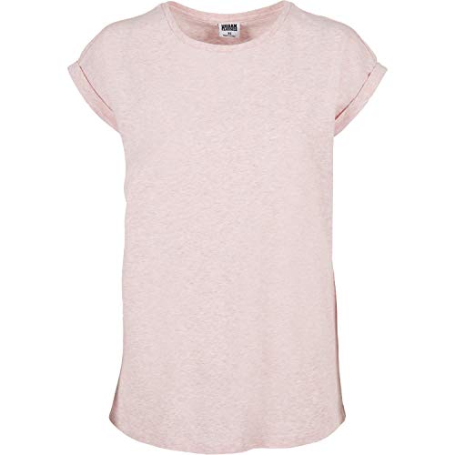 Urban Classics Damski T-shirt Color Melange Extended Shoulder Tee, Basic Top dla kobiet z wyciętymi ramionami w 2 kolorach, rozmiary XS - 5XL, różowy melanż, XXL