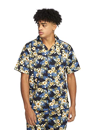 Urban Classics Męska koszula rekreacyjna ze wzorem na co dzień, Wielobarwny (hibiskus 01682), L