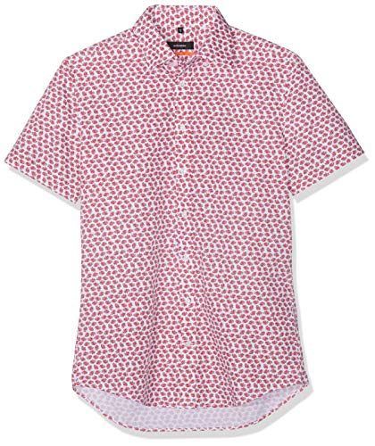 Seidensticker Męska koszula biznesowa Slim z krótkim rękawem z kołnierzem typu Button-down, miękki nadruk kwiatowy