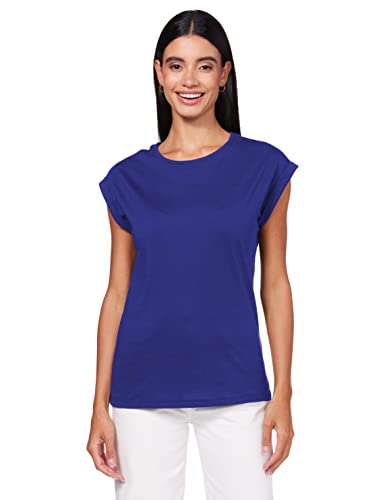 Urban Classics Damska koszulka z przedłużonymi ramionami Basic Capsleeves Koszulka z krótkim rękawem z okrągłym dekoltem, Niebiesko-fioletowy, L