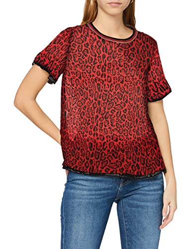 Scotch & Soda damska koszulka z mieszanym nadrukiem z prążkowym dekoltem kamizelka