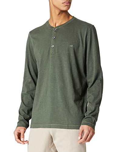 Camel Active Męska Koszula Henley 4093719T05, Zielony, S