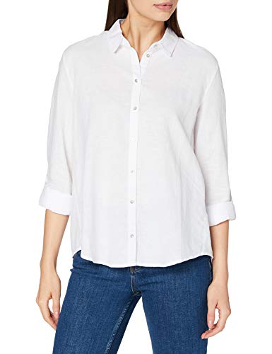 ESPRIT Bluzka oversize z mieszanki lnu, biały, 32