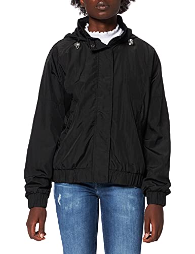 Urban Classics Damska kurtka oversized Windbreaker Shiny Crinkle nylonowa kurtka, damska wiatrówka z szerokimi rękawami dla kobiet, w 2 kolorach, rozmiary XS - 5XL, czarny, XL