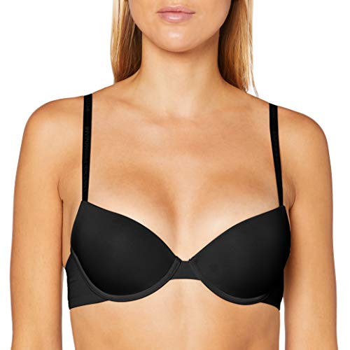 Emporio Armani Damski biustonosz push-up z mikrofibry Basic Bonding, Czarny, 80B