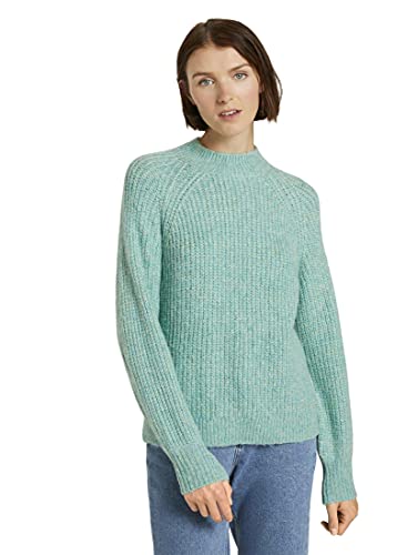 TOM TAILOR Denim Damski Sweter ze stójką z rękawami balonowymi 1022144, 24578 - Mineral Stone Blue Melange, M