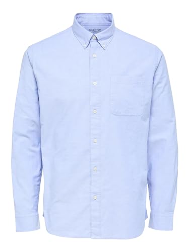 SELECTED HOMME Koszula męska z bawełny organicznej Oxford, jasnoniebieski, L