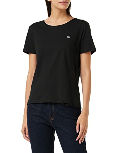 Tommy Hilfiger Damska koszulka Tjw Slim Jersey z dekoltem w kształcie litery C, Czarny, XS