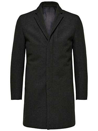 SELECTED HOMME Męski płaszcz Slhbrove Wool Coat B Noos, ciemnozielony, L
