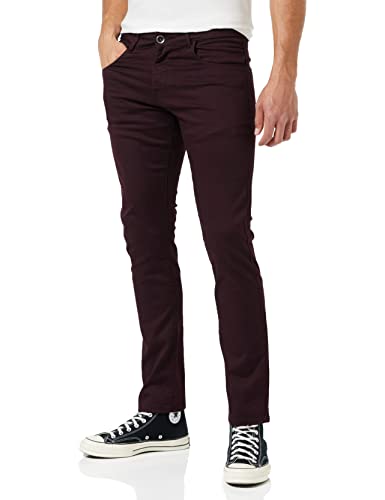 Enzo Spodnie chinosy męskie, Burgund, 32W / 34L