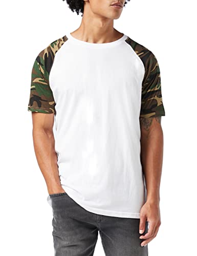 Urban Classics Raglan Contrast Tee T-Shirt męski, White/Woodcamo, XL