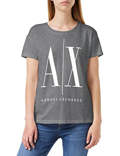 Armani Exchange Damska koszulka z logo kultowego, szary, M