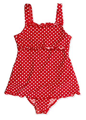 Playshoes Dziewczęcy kostium kąpielowy z kropkami spódnicy z ochroną przed promieniowaniem UV, certyfikat Oeko-Tex Standard 100, czerwony, 110/116 cm