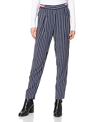 Tommy Hilfiger Damskie spodnie Th Essential Flex Pleated Pullon, Niebieski (paski na pinstripe Cw 460), 34W