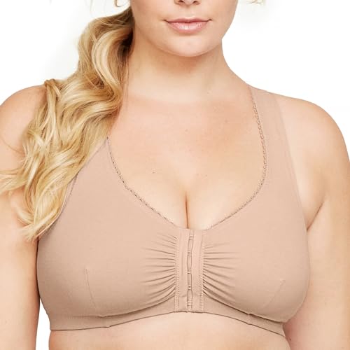 Glamorise Damski biustonosz bawełniany bez fiszbinów PerfectComfort z tyłu w kształcie litery T, skóra, 100B, cielisty (Haut), 110B-D