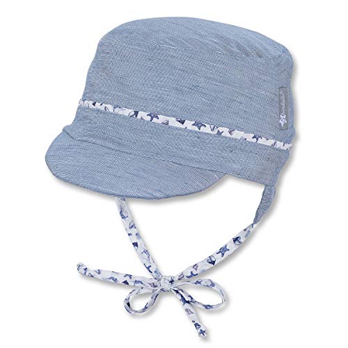 Sterntaler chłopięcy czapka z daszkiem z tasiemkami do wiązania i nausznikami, niebieska