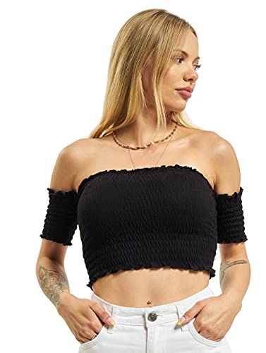 Urban Classics Damski top z odkrytymi kolorami i smoke, czarny, L