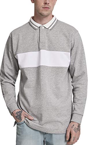 Urban Classics Koszulka męska Rugby Panel Shirt, szary (Grey/White 01219), M
