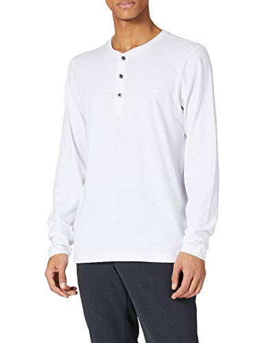 camel active Męska koszulka z długim rękawem Henley z listwą guzikową z bawełny ekologicznej, biały (biały), 5XL
