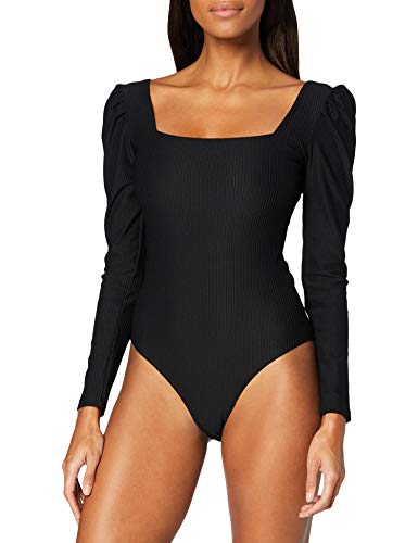 Urban Classics Damska koszulka damska Rib Puffer Sleeve Body Ls, czarny, L