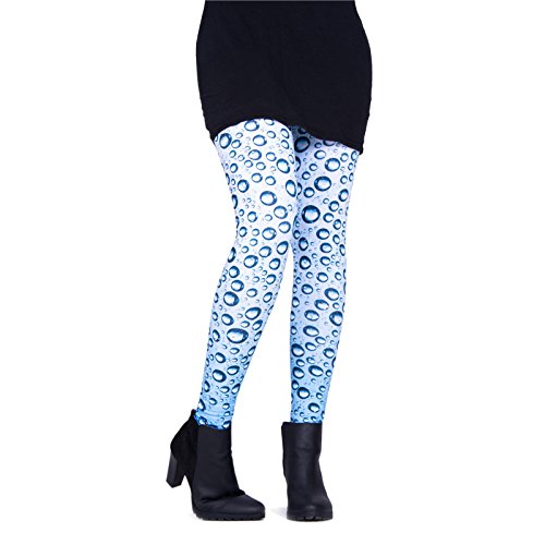 cosey Damskie legginsy z nadrukiem kolorowe, Kropla wody, jeden rozmiar