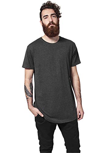 Urban Classics Męski T-shirt Shaped Long Tee jednokolorowy, długi krój koszulka męska w wielu kolorach, rozmiary XS-5XL, antracyt, XXL
