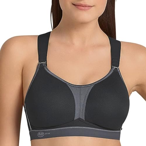 Anita Damski biustonosz sportowy X Back 5537, Czarny/antracytowy, 90F