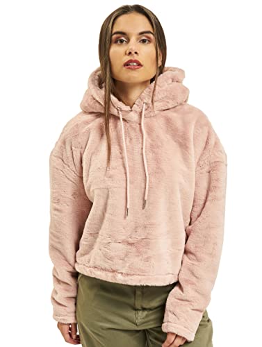 Urban Classics Damska bluza z kapturem oversize, z krótkim rękawem, różowy (Rose 01075), XS