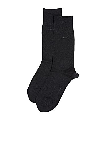 ESPRIT Mężczyźni Skarpety Basic Uni 2-Pack M SO Bawełna jednokolorowe 2 Pak, Szary (Anthracite Melange 3080), 43-46