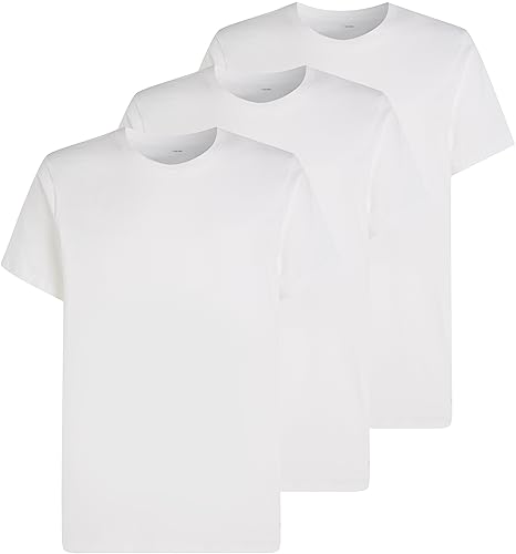 Calvin Klein T-shirt męski, 3-pak, rozmiar S/S, Crew Neck, 3 szt., z okrągłym dekoltem, biały, M