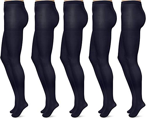 FM London Damskie rajstopy Collants 40 deniers (lot de 5), granatowy, L