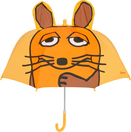 Playshoes Unisex dzieci Kinder Regenschirm Stockschirm mit kindgerechtem Mechanismus,gelb 3D Die Maus