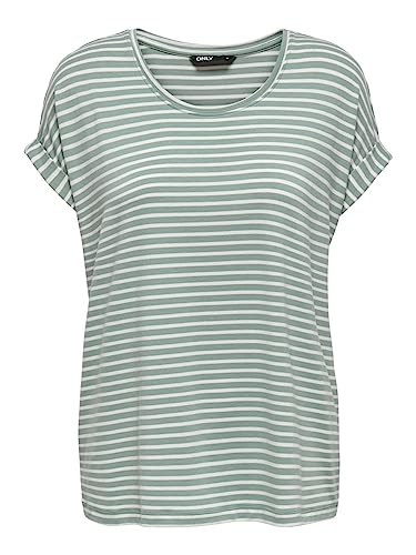 ONLY Onlmoster Stripe S/S O-neck Top Jrs Noos Koszulka Kobiety, Jadeite/Stripes:cloud Dancer, S