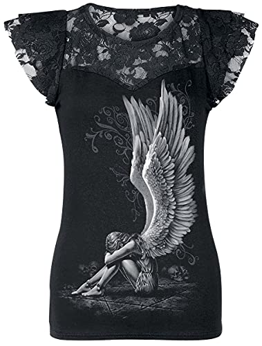Spiral - ENSLAVED ANGEL - Koronkowy top - warstwowy - króki rękaw - czarny - S