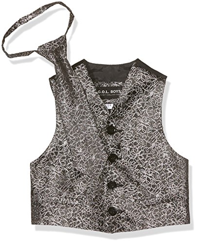 Gol Kamizelka żakardowa dla chłopców z krawatem zestaw odzieży, wielokolorowy (Black-silver 23), 74 cm