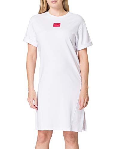 HUGO Damska sukienka Neyle redlabel z bawełny Interlock z czerwoną etykietą z logo, White100, M