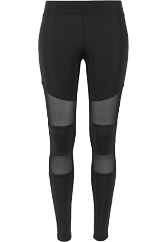 Urban Classics Damskie legginsy z wstawkami z siateczki, damskie legginsy Tech Mesh dostępne w wielu wariantach kolorystycznych, rozmiary XS - 5XL, czarny, XS