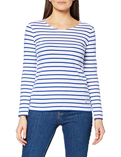 Armor Lux Damska bluzka z długim rękawem Marinière Plozévet Femme, Biały (Dw5 Blanc/Etoile Dw5), 36 (Producent Rozmiar:1)