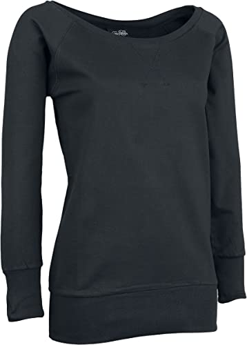 Urban Classics TB607 damska bluza z kapturem Wideneck Crewneck, czarny (czarny 7), XS