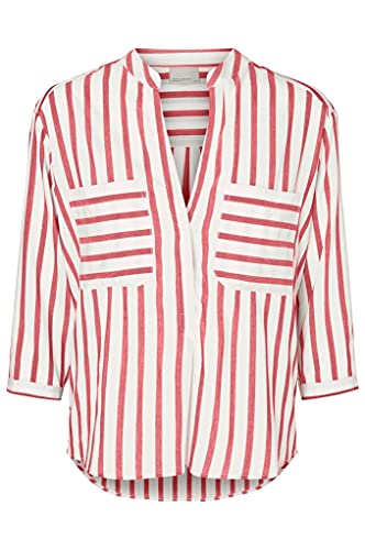 VERO MODA Koszula damska z rękawami 3/4 w paski, śnieżnobiały (paski: herbata róża), M