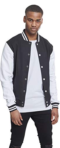 Urban Classics Męska kurtka dresowa 2-tonowa, męska kurtka w stylu college'u, paski na mankietach i kołnierzu, dwukolorowa, rozmiary XS-5XL, dostępna w różnych kolorach, Blk/Wht, 5XL