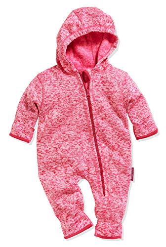 Playshoes Dziecięcy kombinezon polarowy, oddychający kombinezon unisex dla chłopców i dziewczynek, z długim zamkiem błyskawicznym i kapturem, melanżowy wzór, 18 - różowy, 86