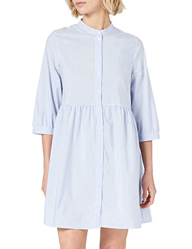 VERO MODA Damska sukienka mini oversize, Snow White/Stripes:cashmere Blue/Stripes:cashmere Blue, XS