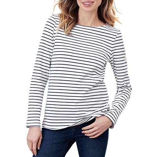 Joules Damski T-shirt Harbour, Kremowy granatowy pasek, 32 PL