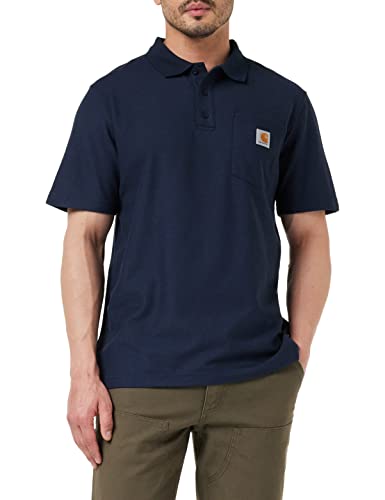 Carhartt Męska koszulka polo z krótkim rękawem i kieszenią o luźnym kroju, granatowy, XS