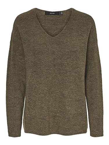 VERO MODA Vmcrewlefile Ls bluza damska z dekoltem w serek Noos, Bungee Cord/Szczegóły: melanż, XS