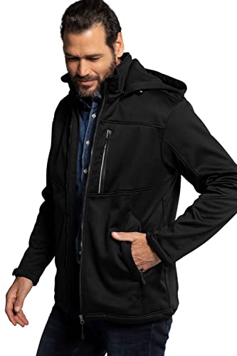 JP 1880 Męska kurtka softshell z odpinanym kapturem, czarny, 6XL