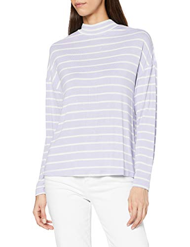 s.Oliver Damska koszulka dżersejowa z wzorem w paski, Light Lilac Stripes, 46 PL