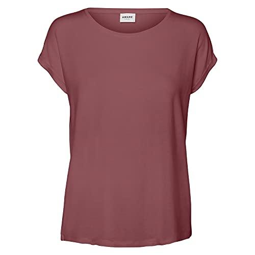 VERO MODA Damski T-shirt Vmava Plain Ss Top Ga Noos, Rose Brown, XS