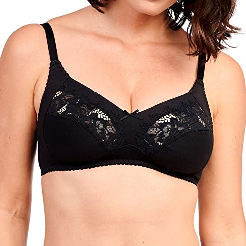 Sans Complexe Damski biustonosz bezprzewodowy Coton D'arum Soutien Gorge Classique Sans Armature, Czarny (Noir 4), 75B